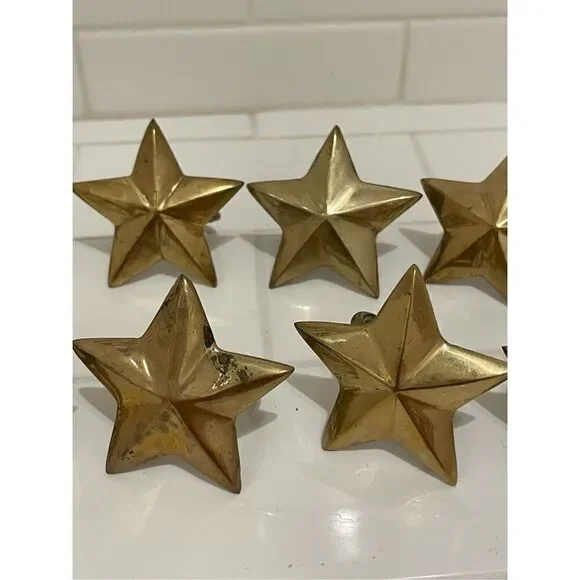 Vintage Brass Star Napkin Rings (10) - Picture 2 of 5
